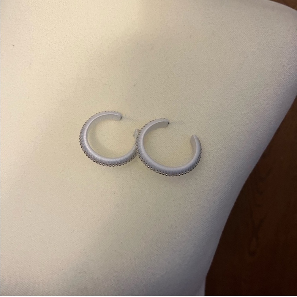 Jcrew White w/ Gold Beads Hoop Earrings